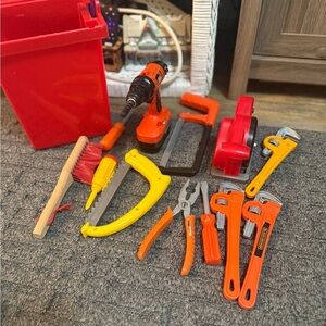 Black & Decker Kids Tool Set with Red Toolbox and Orange Drill